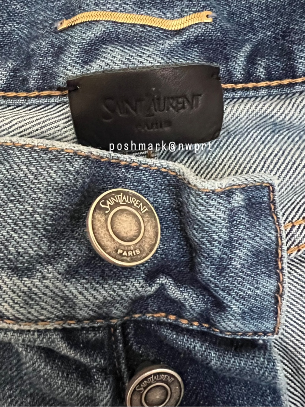 SAINT LAURENT ✨ V-Waist Baggy High Rise Wide Leg Jeans 50’s Blue 24 - Picture 5 of 15